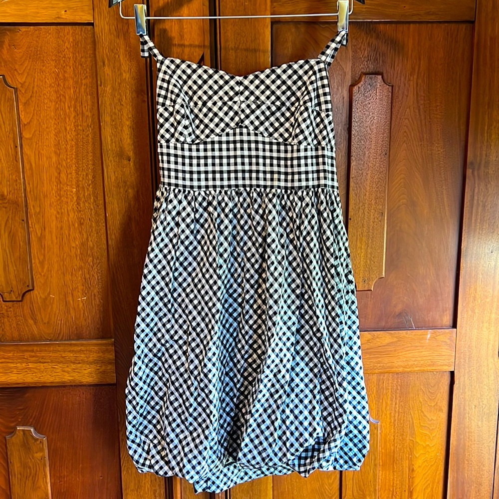 Cute J Crew Gingham Navy and White Dress Size 16 NWT